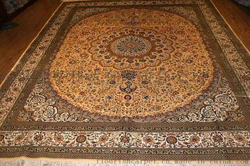 高档奢华古典地毯客厅茶几地毯8x10英尺手工真丝地毯 波斯手工地毯