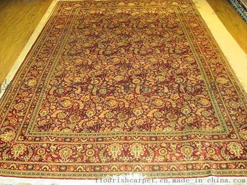 波斯手工真丝地毯生产厂家6x9英尺 个性化定制手工丝毯北京手工波斯地毯